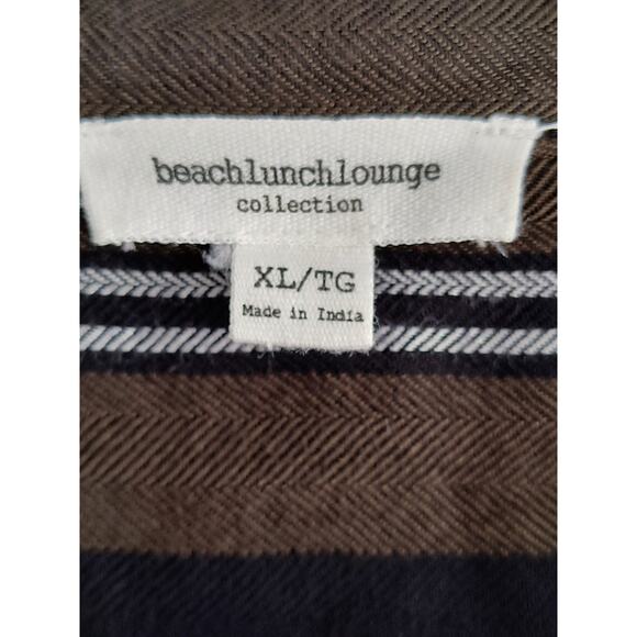 BeachLunchLounge Button Up Shirt Wmn's Sz XL Brown Check Long Sleeve - Picture 2 of 13
